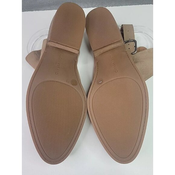 Lucky Brand Shoes Womens Sz 10 Farryn Tan Sling Back Bootie Block Heel Boho, EUC - Picture 10 of 11